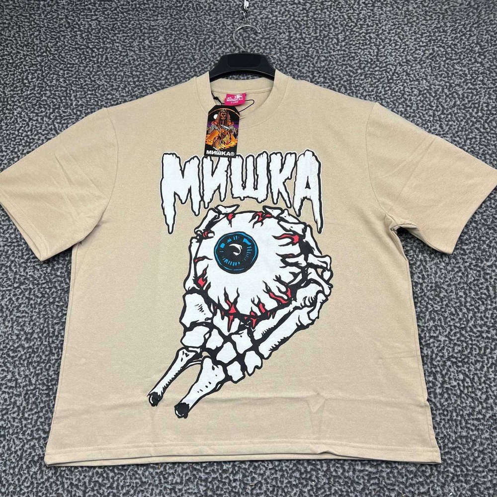 Mishka Keep Watch Eyeball Skeleton Hand Graphic Shirt Men XL Tan New